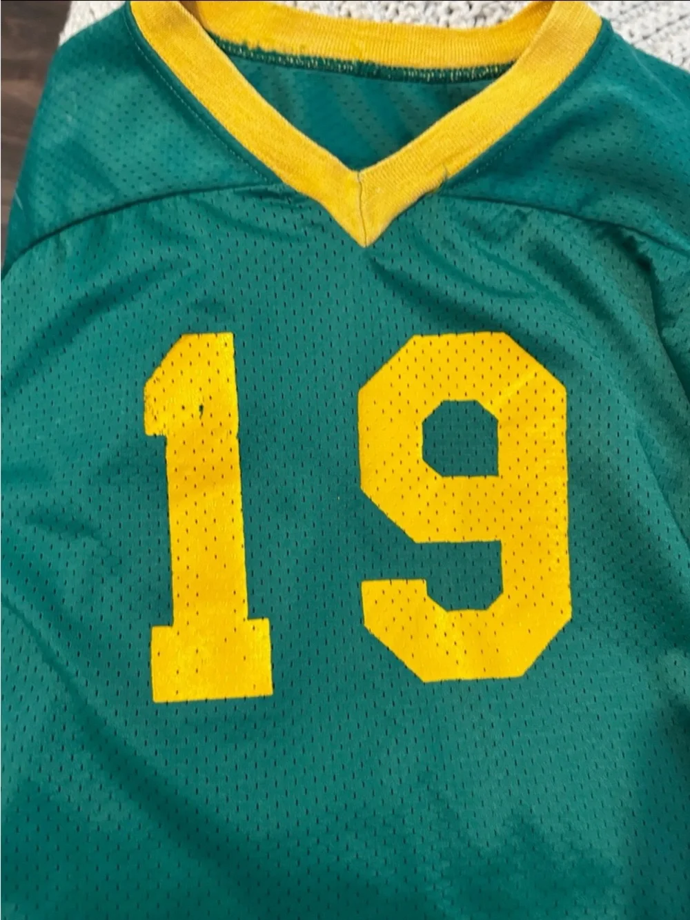 Rawlings Green and Yellow Kids Jersey with Number 19